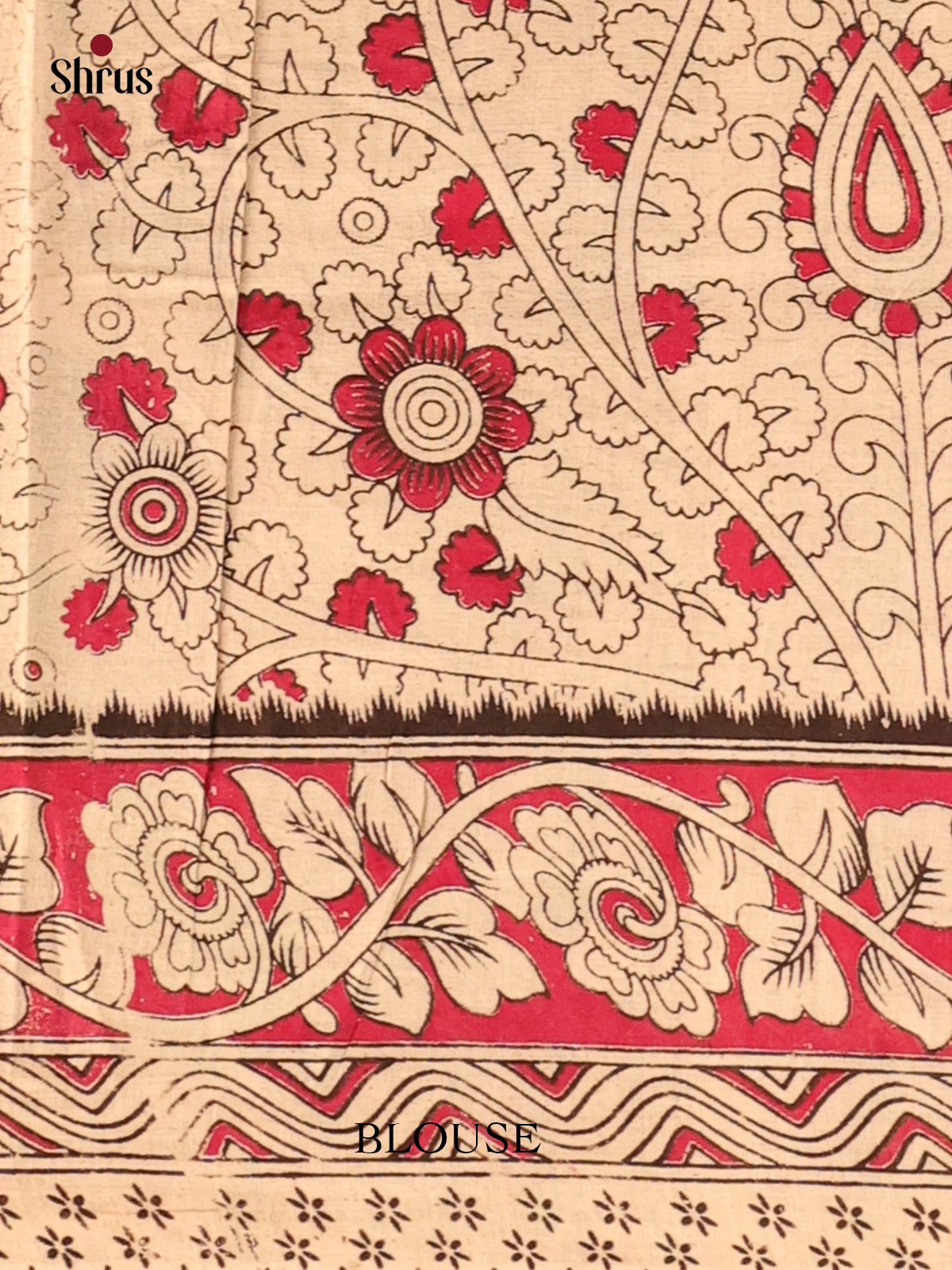 green & Pink- kalamkari-cotton Saree - Shop on Shrus.com