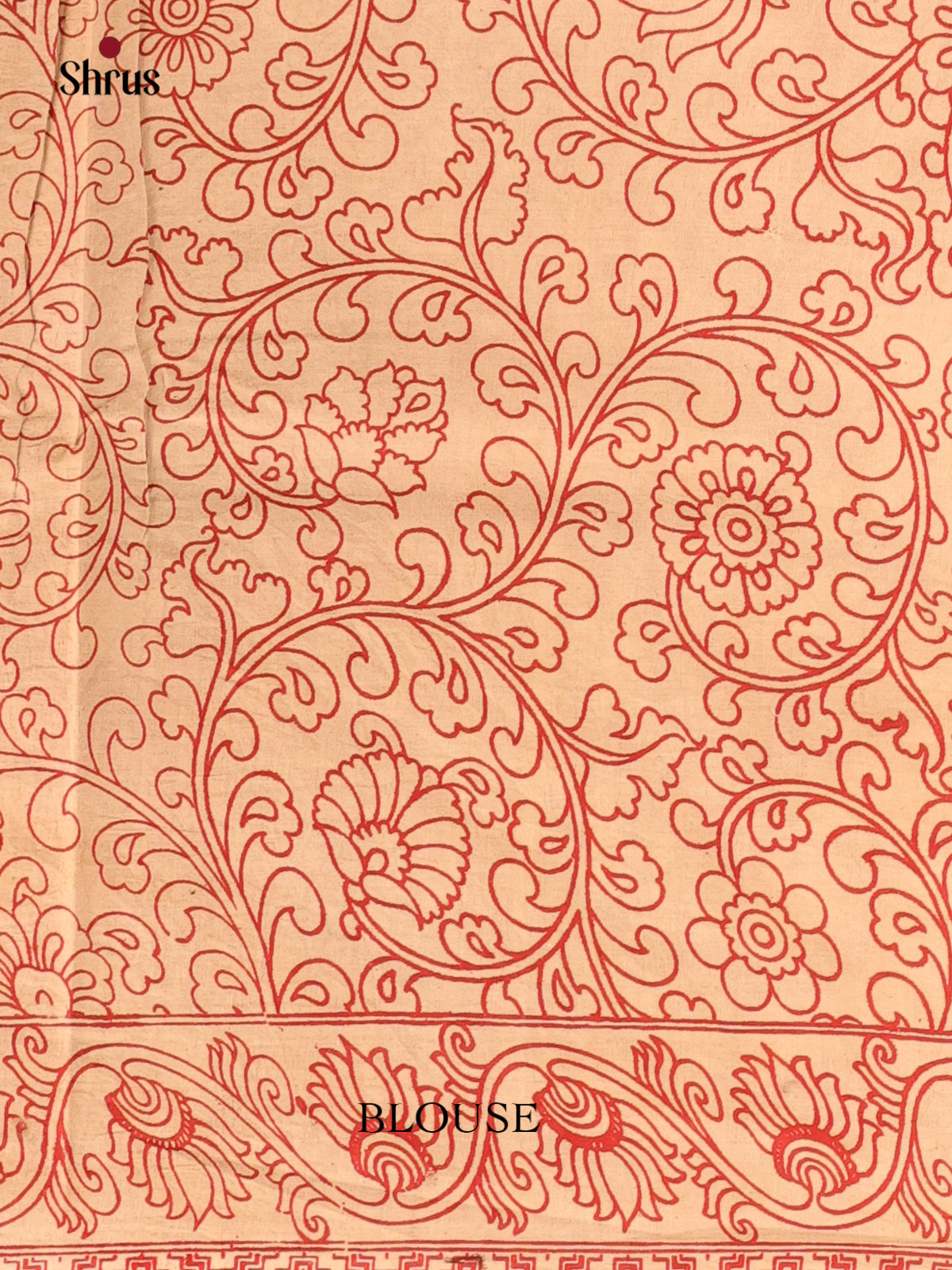 Red & Beige - kalamkari-cotton Saree - Shop on Shrus.com