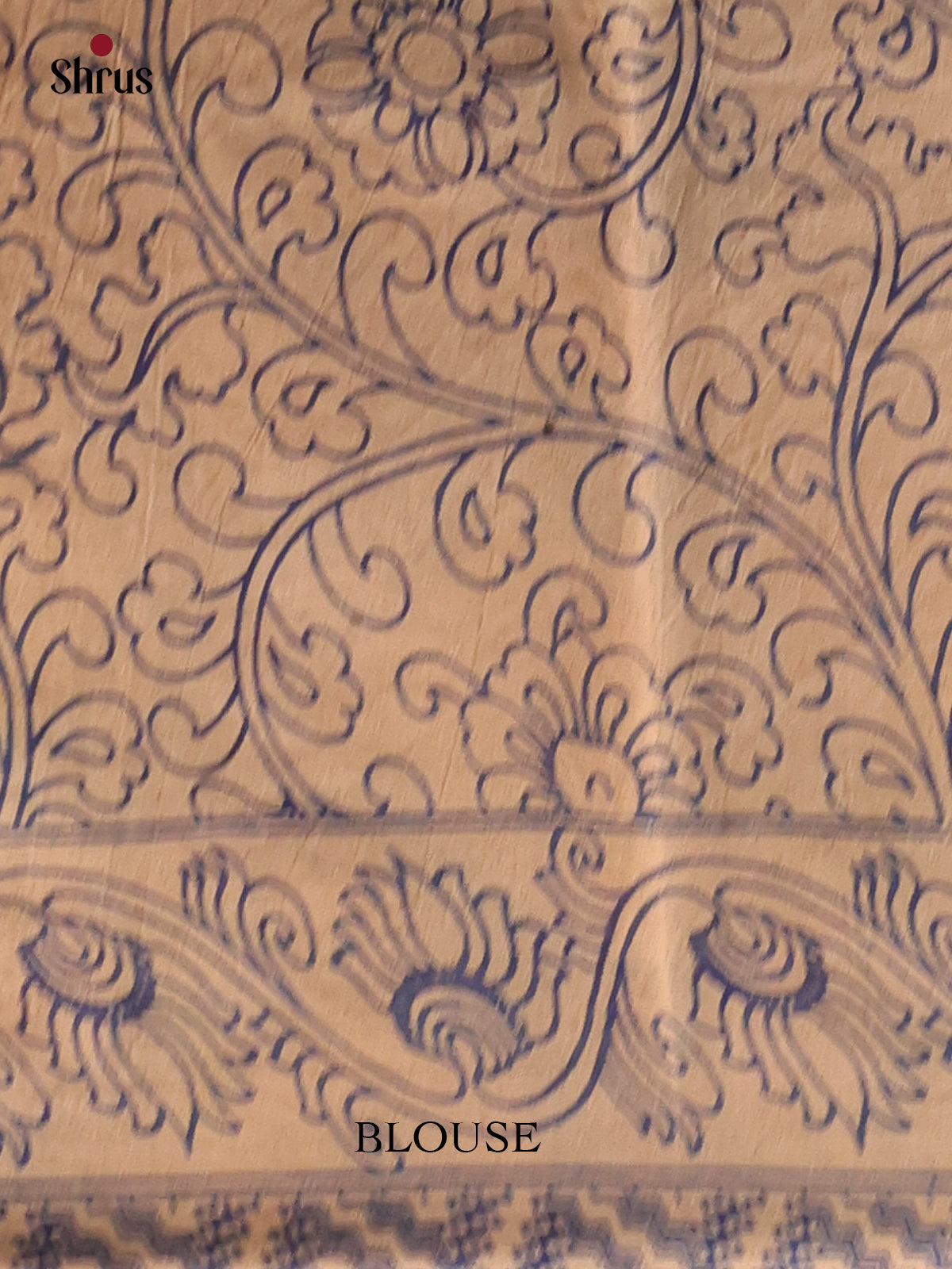 Blue & Beige - kalamkari-cotton Saree - Shop on Shrus.com