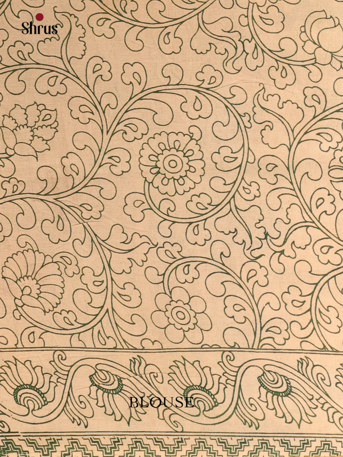 Green & Beige - kalamkari-cotton Saree - Shop on Shrus.com
