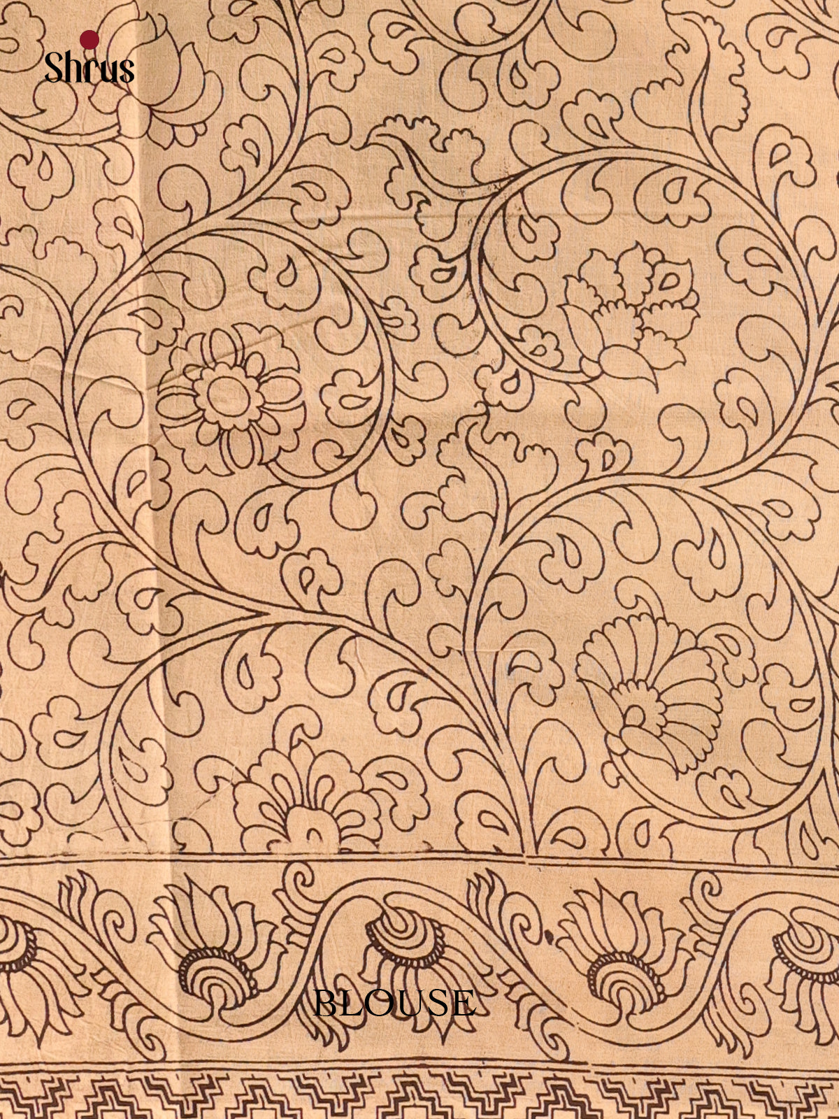 Blue & Beige - kalamkari-cotton Saree - Shop on Shrus.com