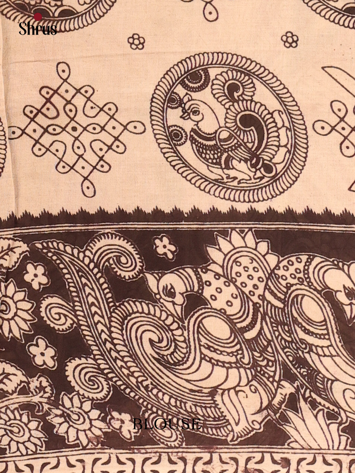 Beige & Black - kalamkari-cotton Saree - Shop on Shrus.com