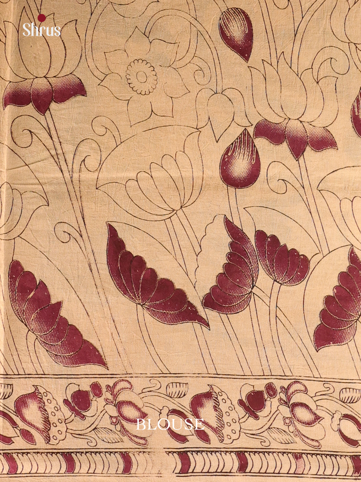 Mustard & Beige - kalamkari-cotton Saree - Shop on Shrus.com