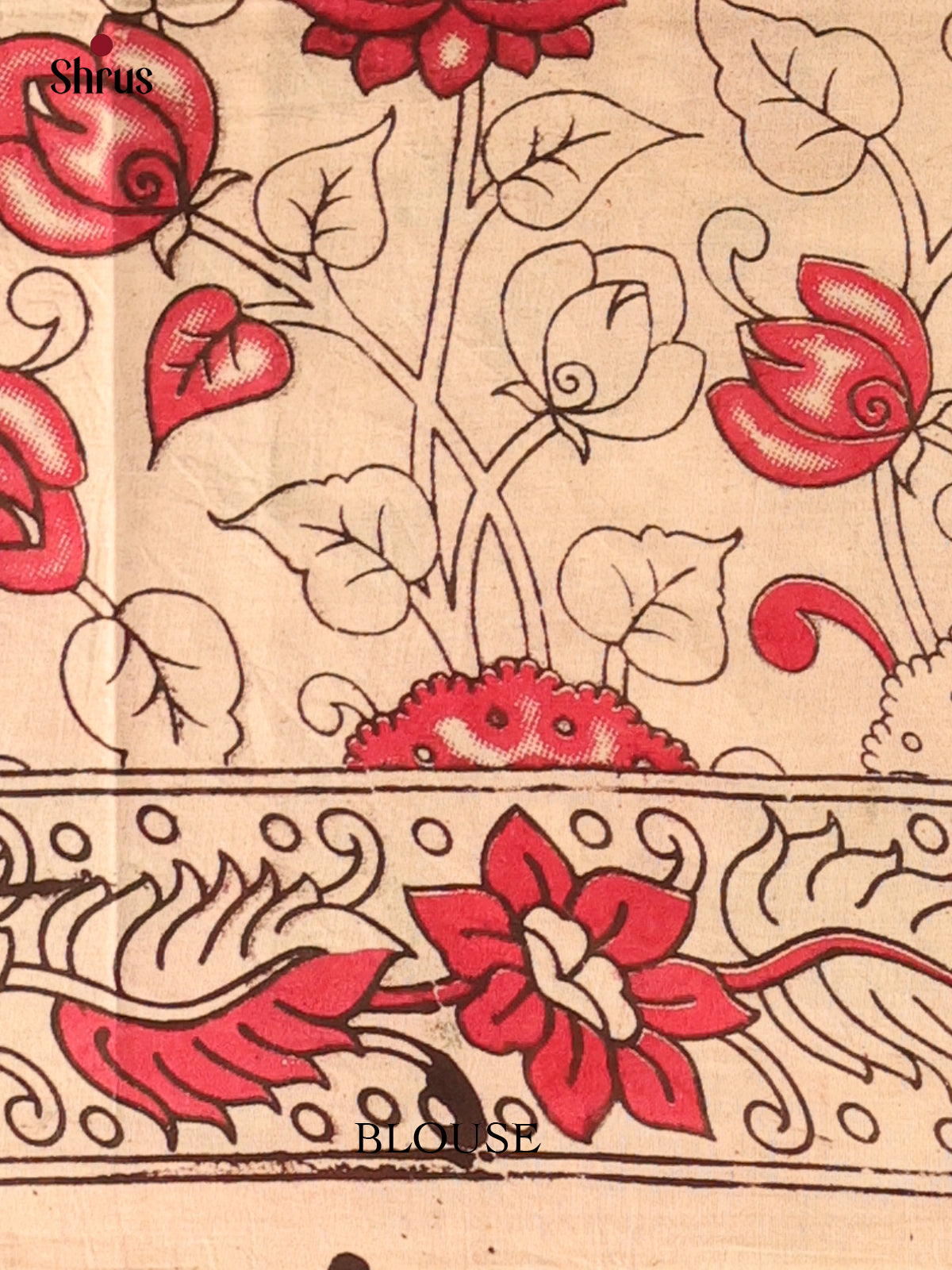 Green & Red - kalamkari-cotton Saree - Shop on Shrus.com