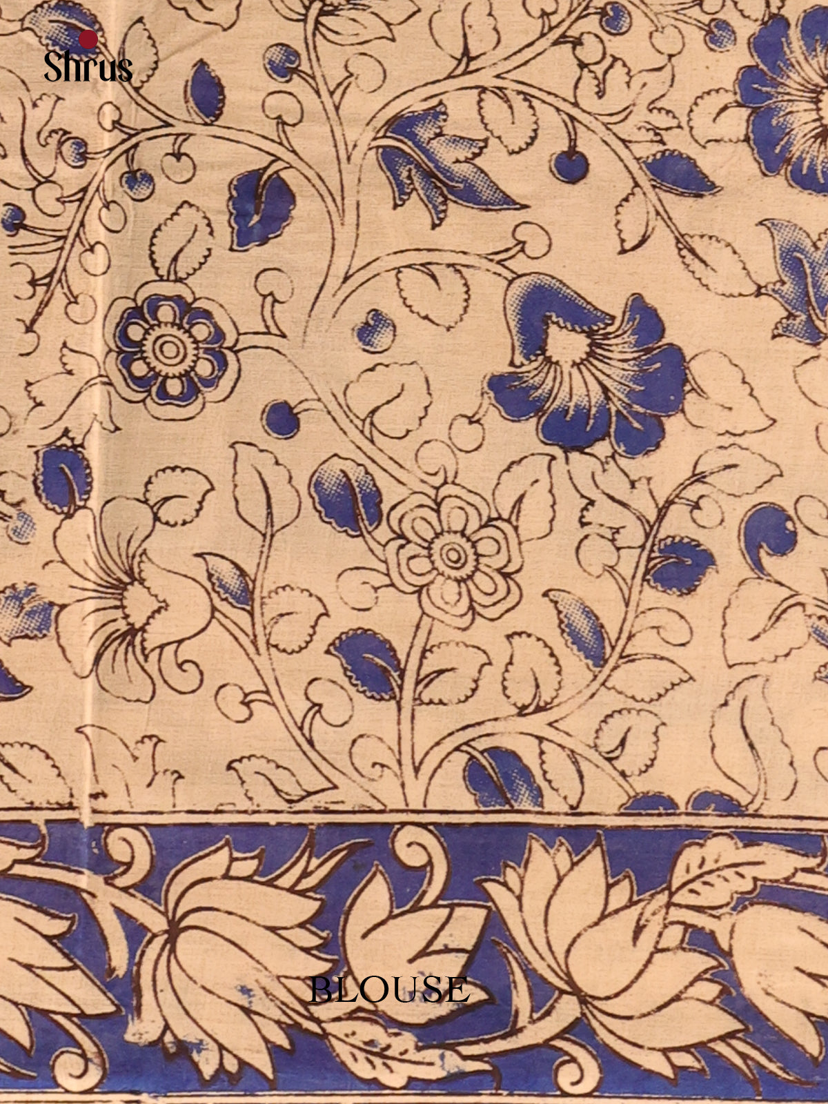 Brown & Blue - kalamkari-cotton Saree - Shop on Shrus.com