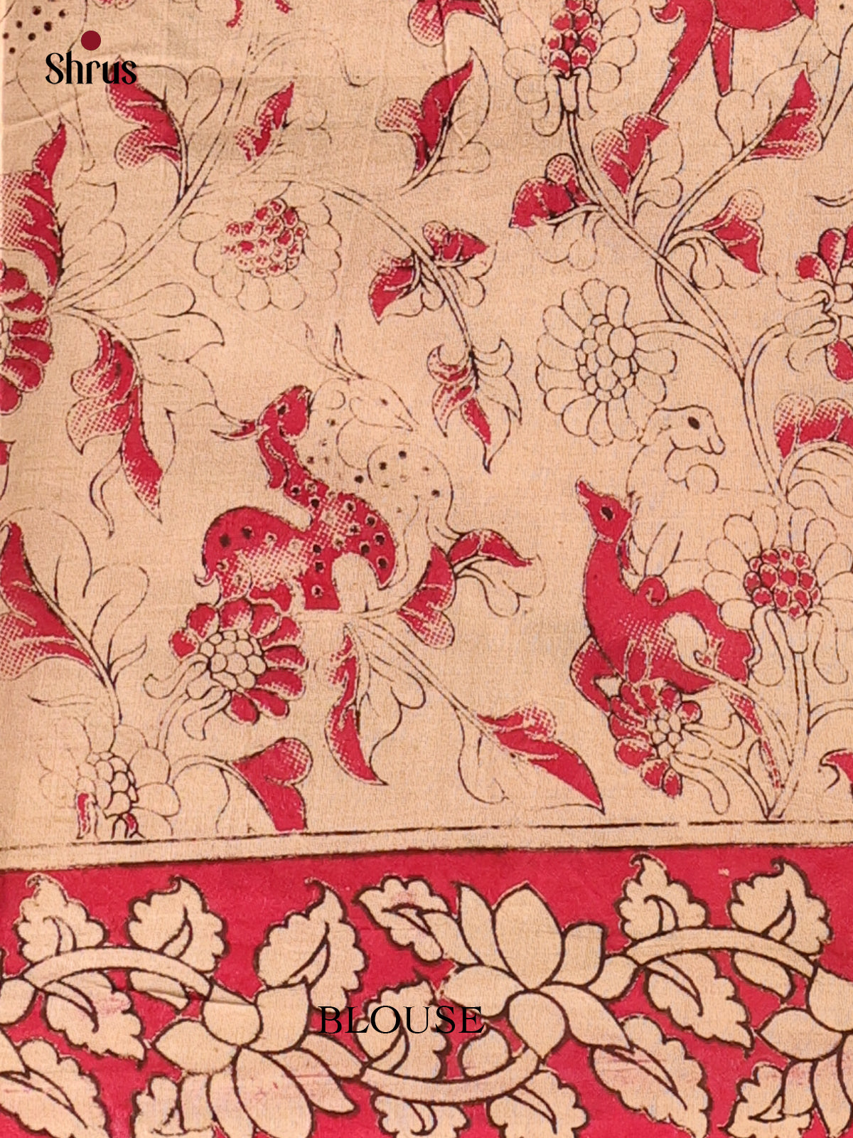 Beige & Red - kalamkari-cotton Saree - Shop on Shrus.com