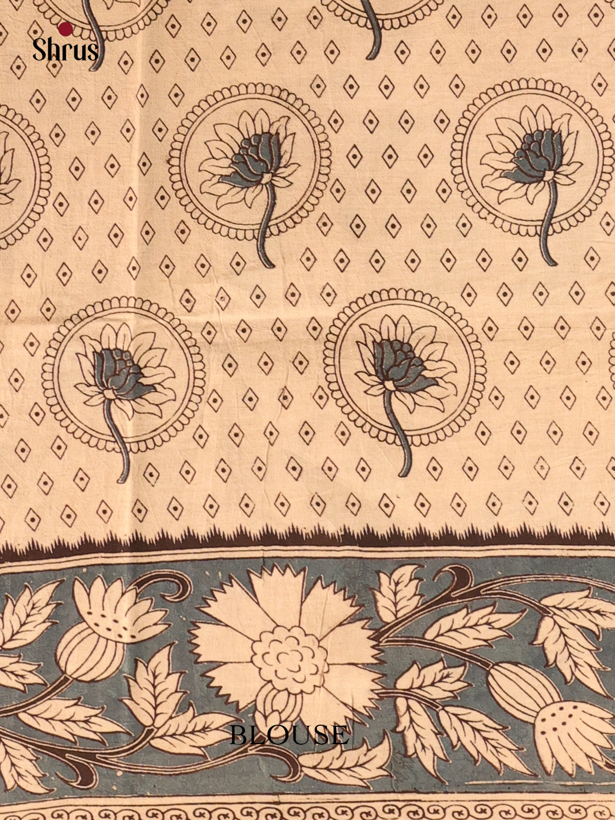 Beige & Grey - kalamkari-cotton Saree - Shop on Shrus.com
