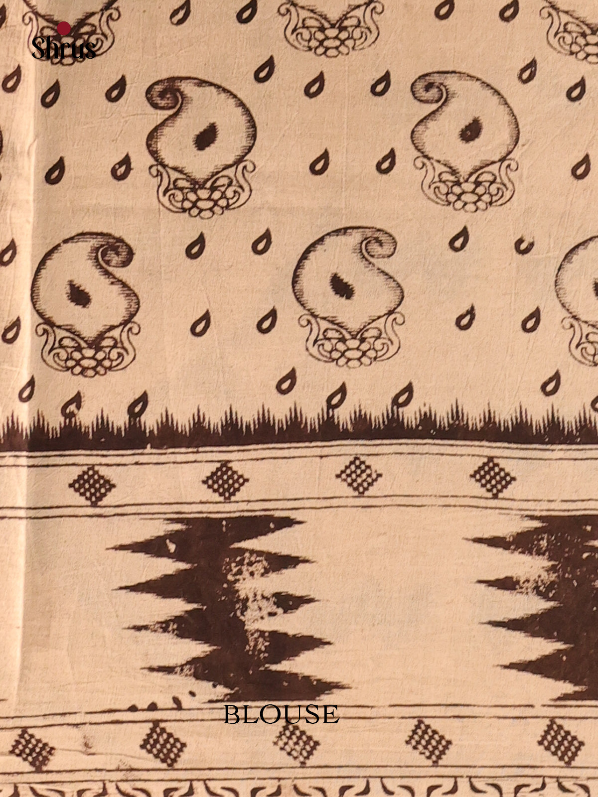 Beige & Blue- kalamkari-cotton Saree - Shop on Shrus.com