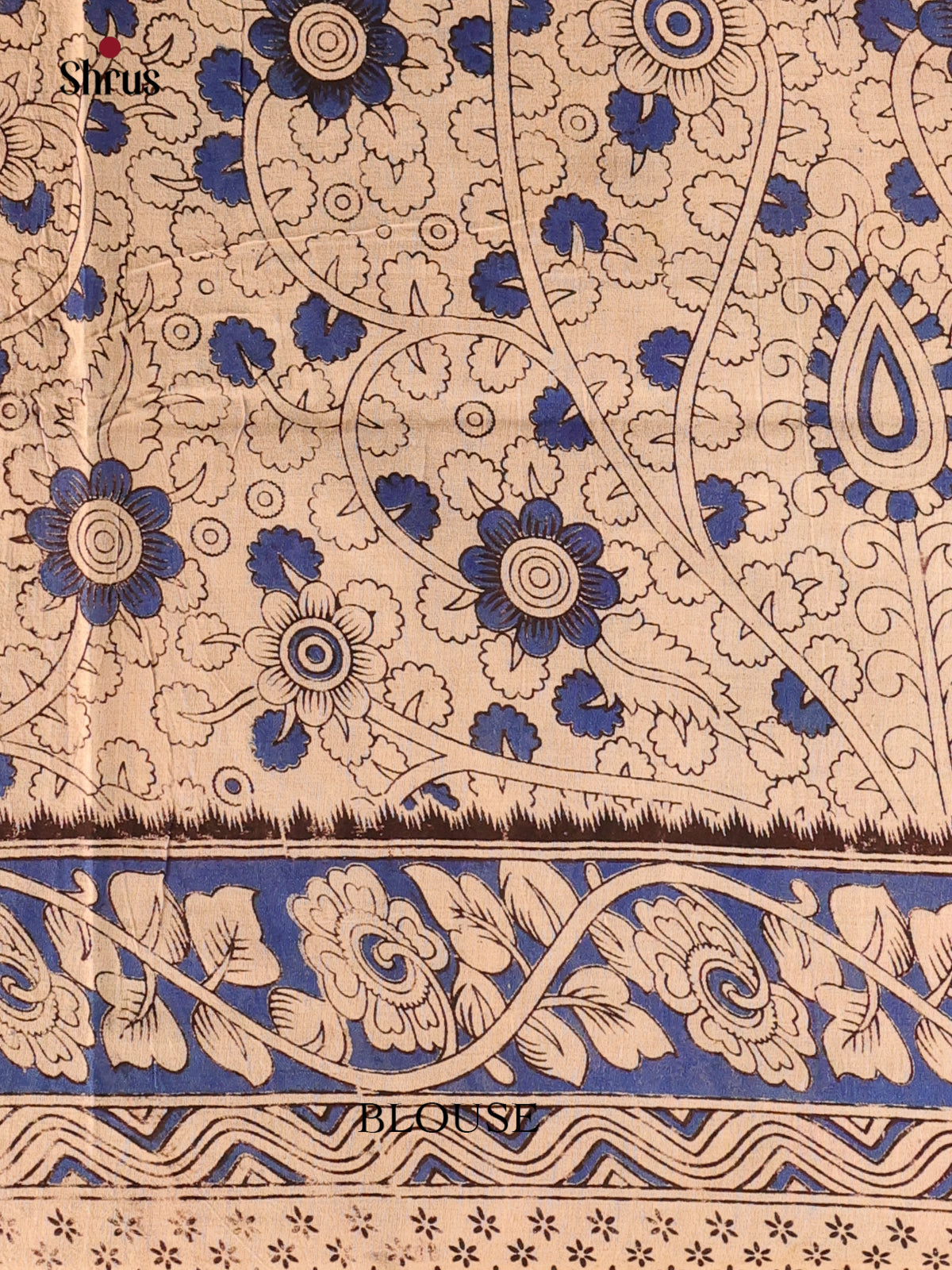Maroon & Blue - kalamkari-cotton Saree - Shop on Shrus.com