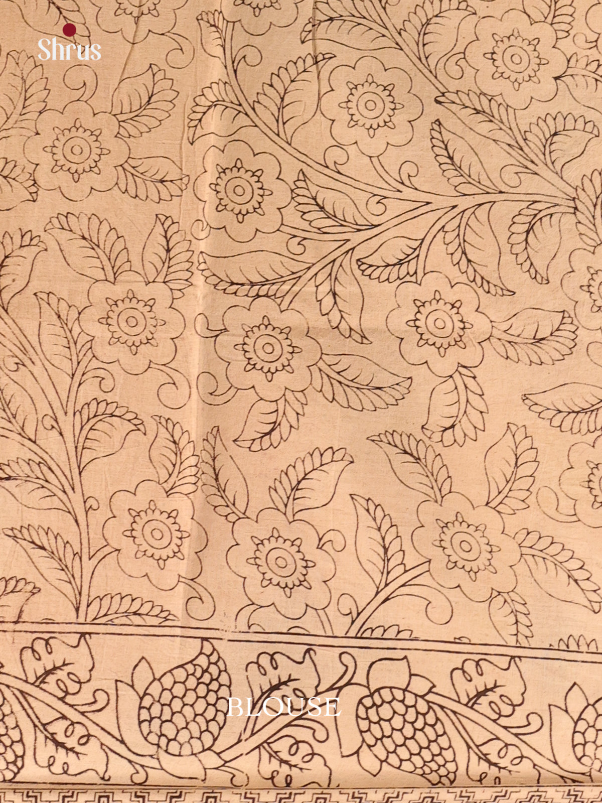 Beige & Black - kalamkari-cotton Saree - Shop on Shrus.com