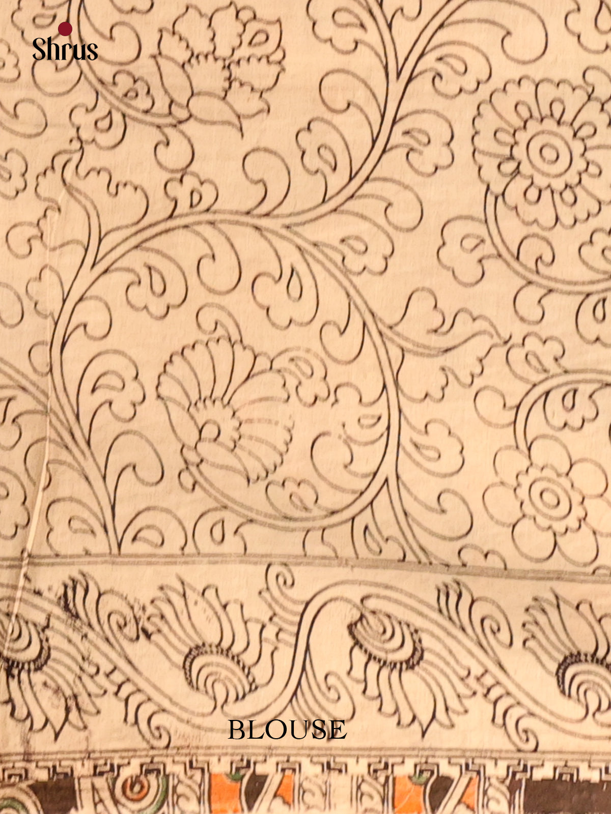 Bottle Green & Orange - kalamkari-cotton Saree - Shop on Shrus.com