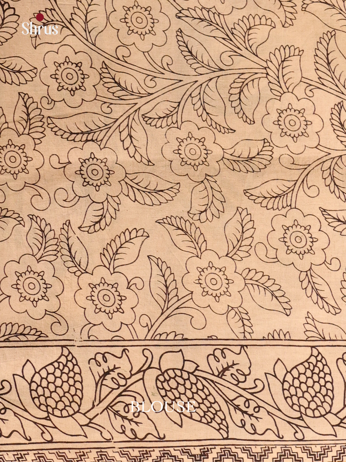 Green & Beige - kalamkari-cotton Saree - Shop on Shrus.com