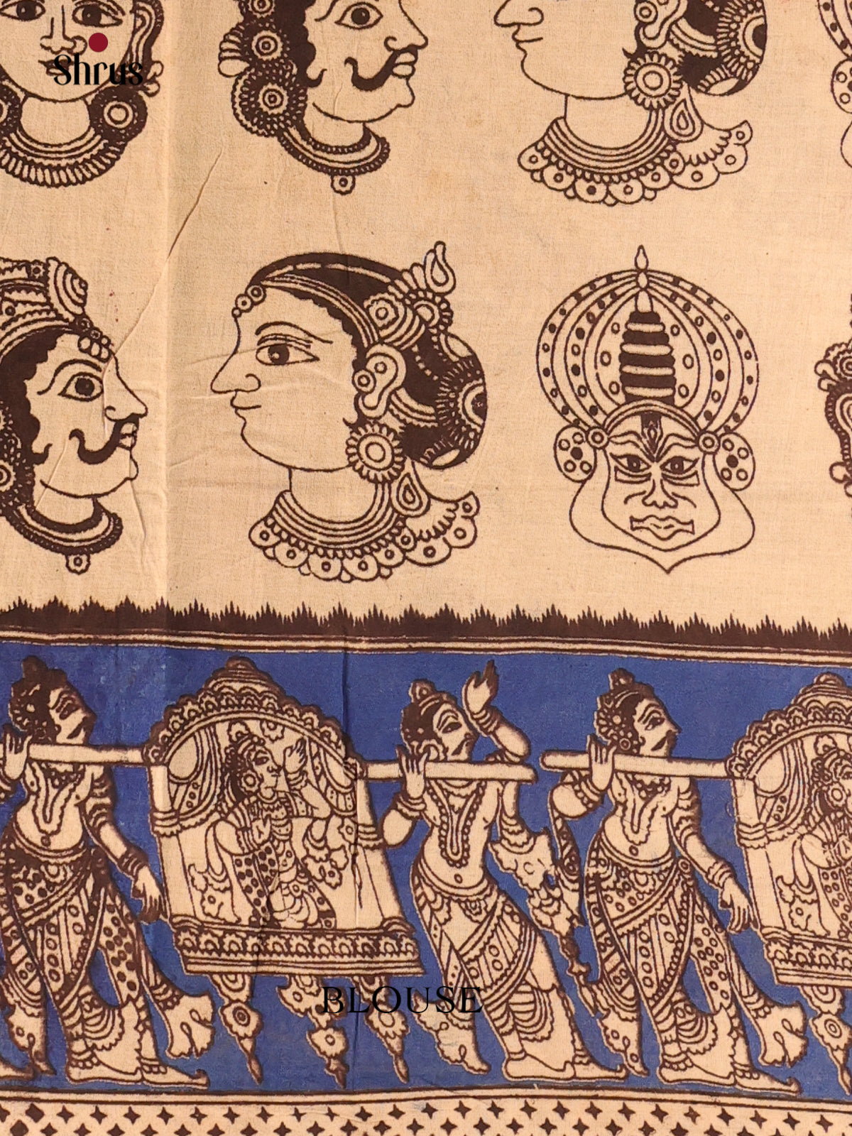Red & Blue - kalamkari-cotton Saree - Shop on Shrus.com