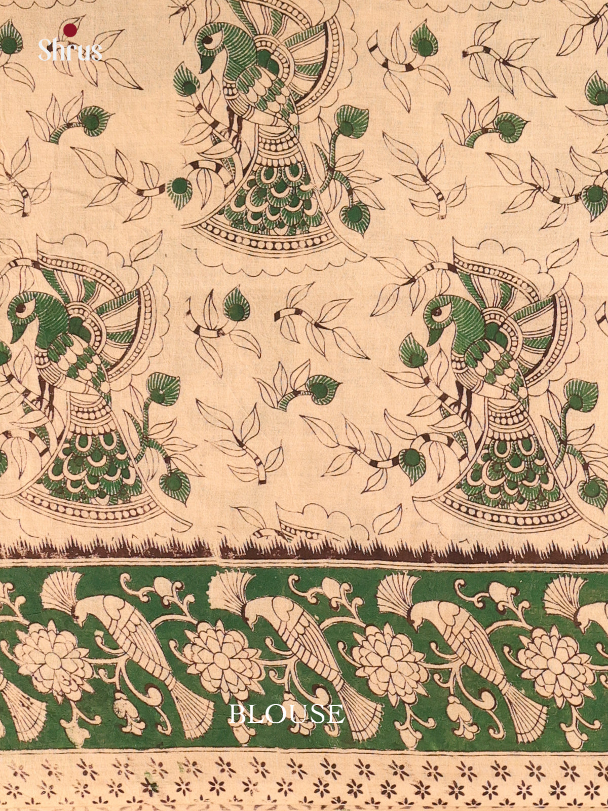 Green & Beige - kalamkari-cotton Saree - Shop on Shrus.com