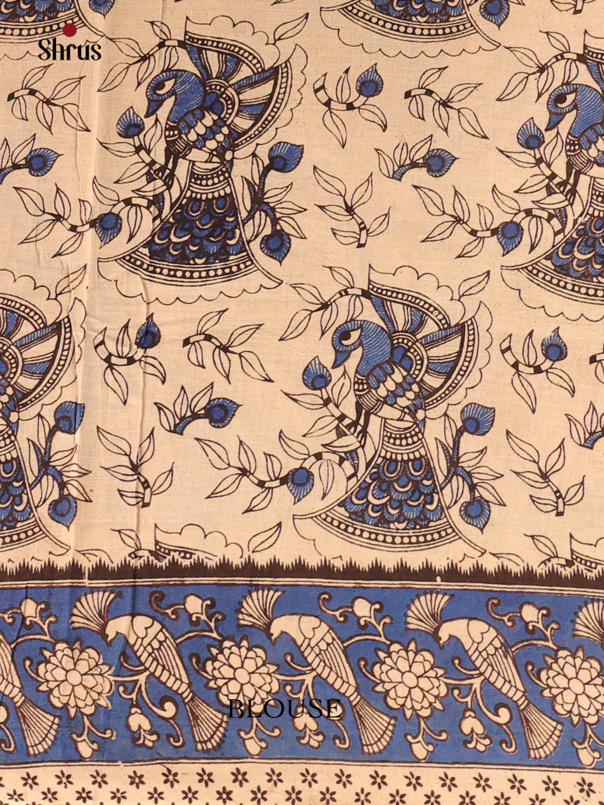 Red & Blue- kalamkari-cotton Saree - Shop on Shrus.com