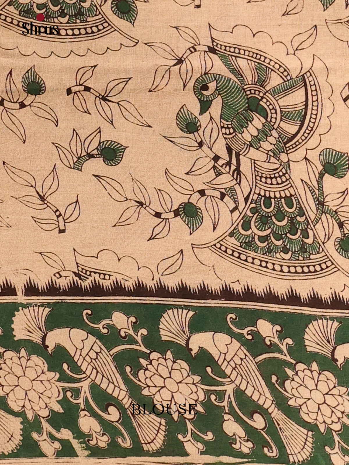 Orange & Green - kalamkari-cotton Saree - Shop on Shrus.com
