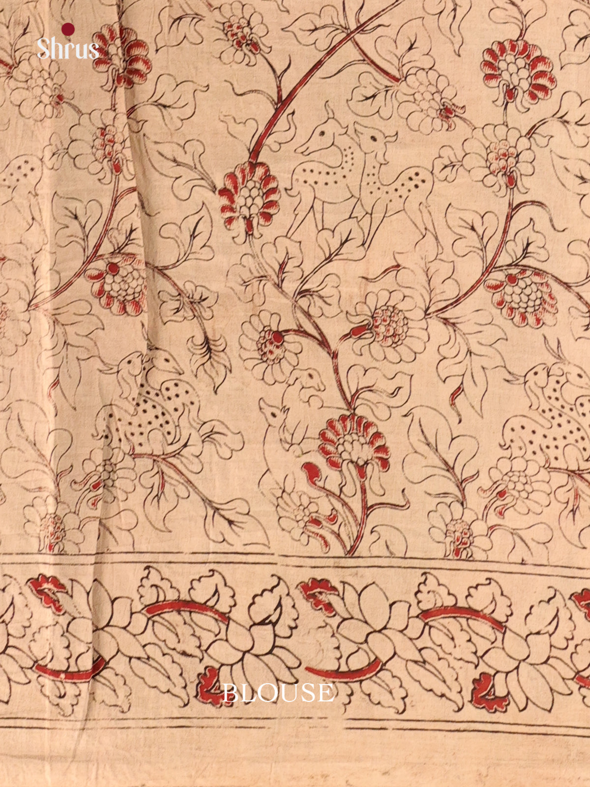 Green & Beige - kalamkari-cotton Saree - Shop on Shrus.com