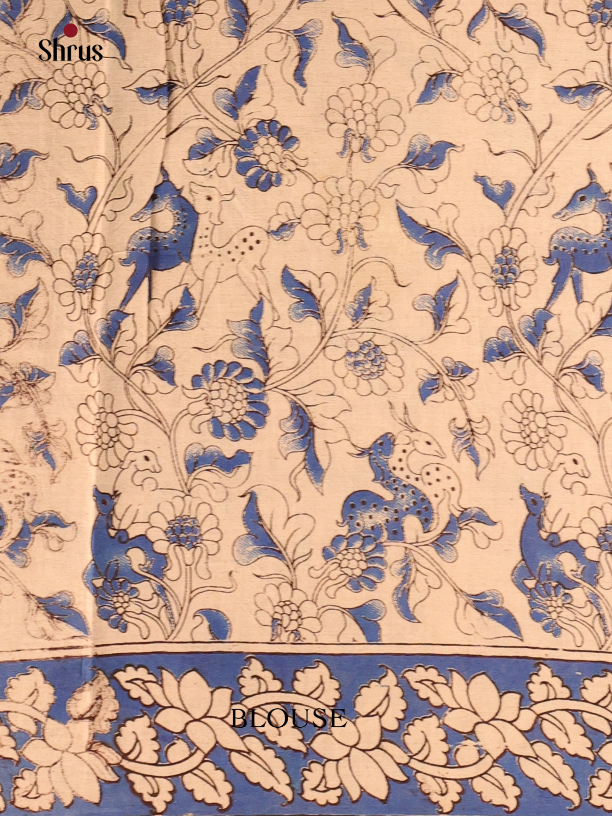 Blue & Beige - kalamkari-cotton Saree - Shop on Shrus.com