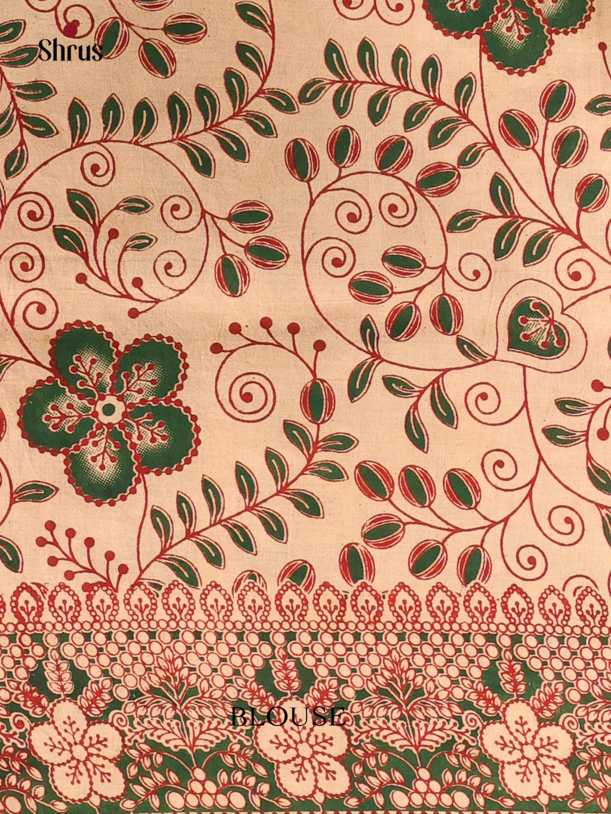 Green & Beige- kalamkari-cotton Saree - Shop on Shrus.com