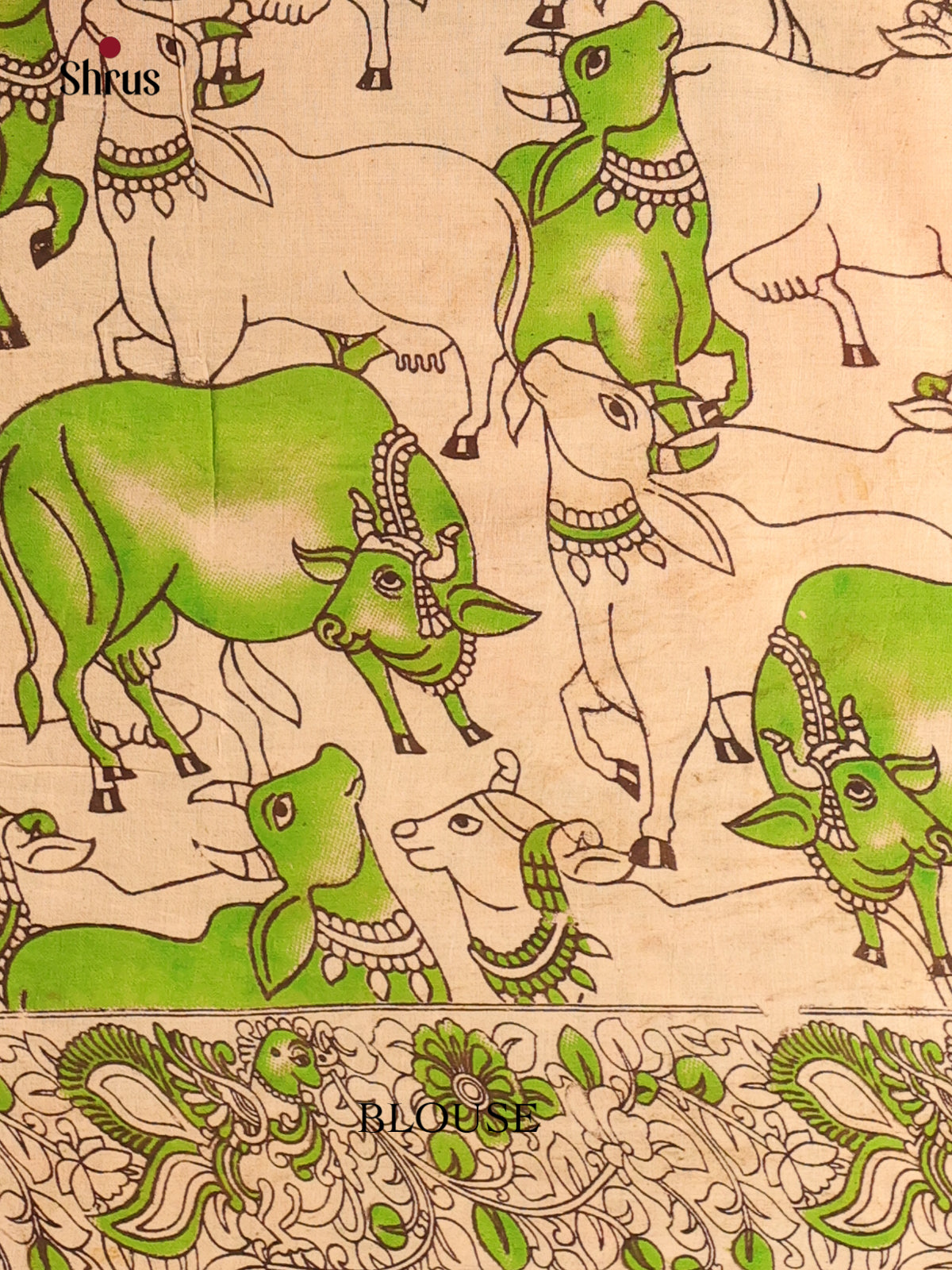Green & Orange - kalamkari-cotton Saree - Shop on Shrus.com