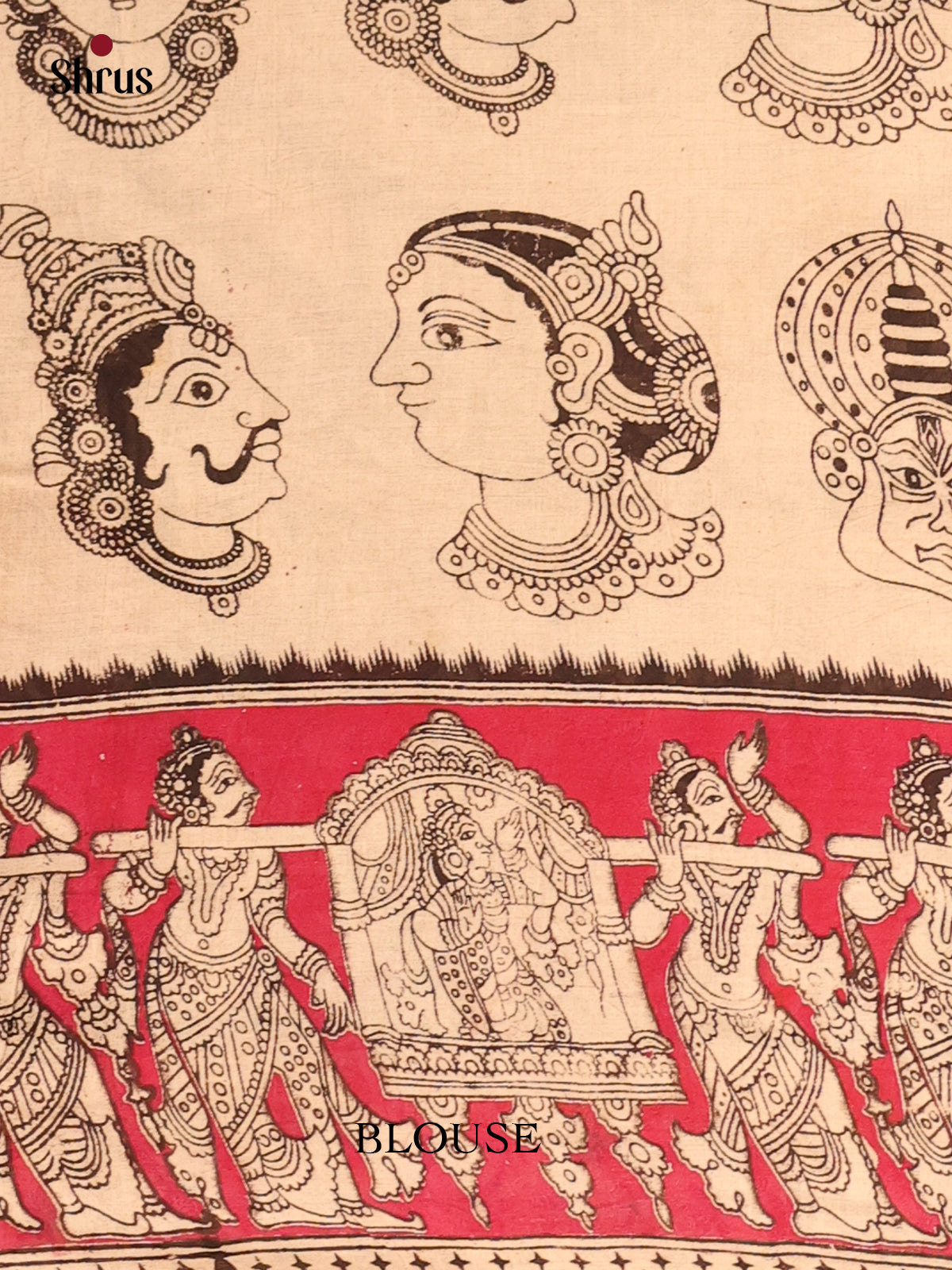 Grey & Red - kalamkari-cotton Saree - Shop on Shrus.com