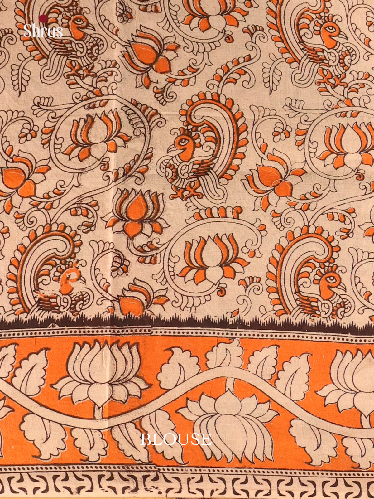 Beige & Orange - kalamkari-cotton Saree - Shop on Shrus.com