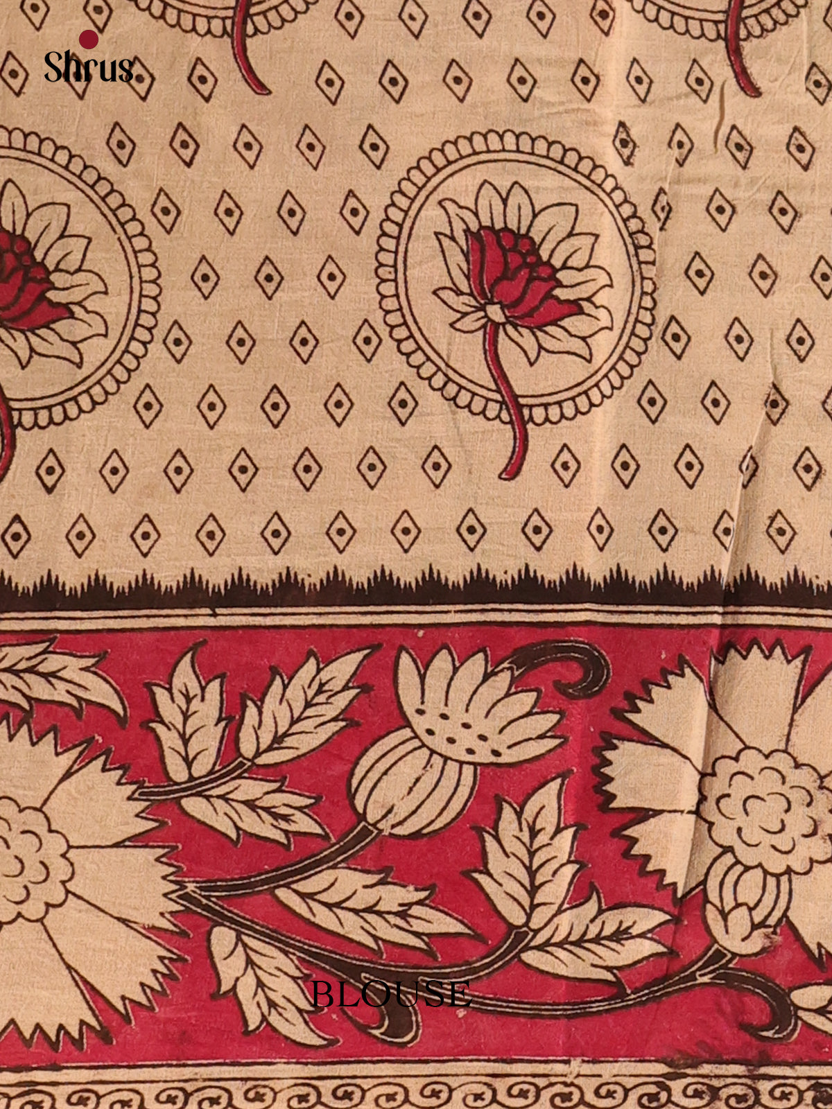 Beige & Green - kalamkari-cotton Saree - Shop on Shrus.com