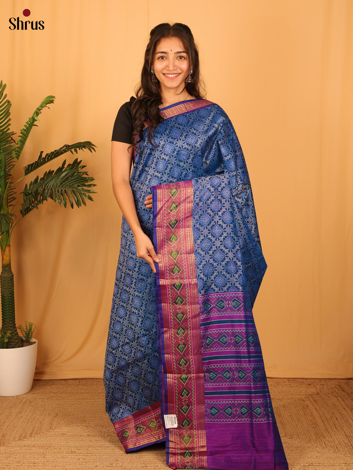 Blue - Semi Patola Saree - Shop on Shrus.com