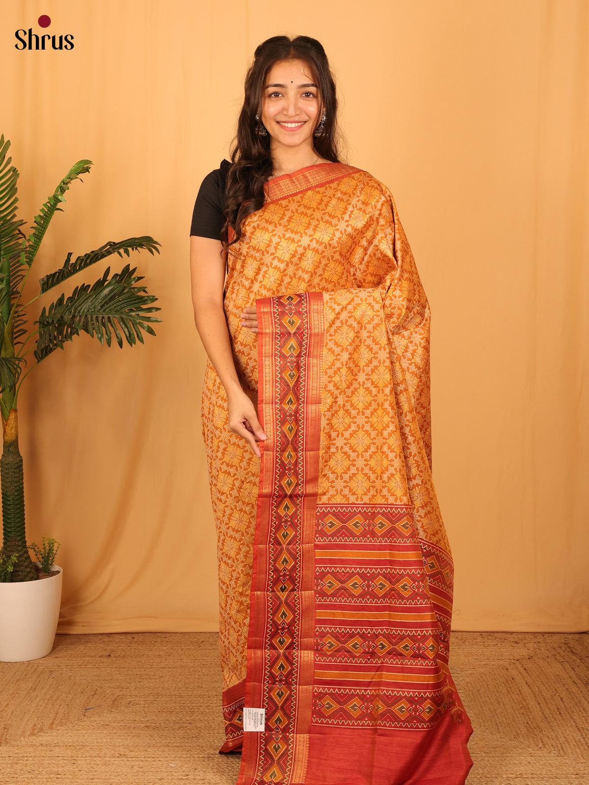 Mustard & Brick - Semi Patola Saree - Shop on Shrus.com