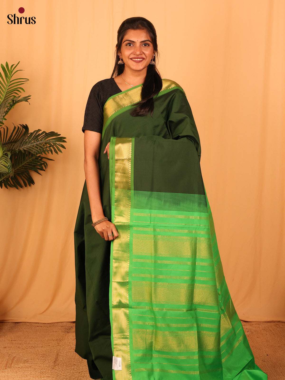 Green & Teal - Silkcotton-halfpure Saree - Shop on Shrus.com