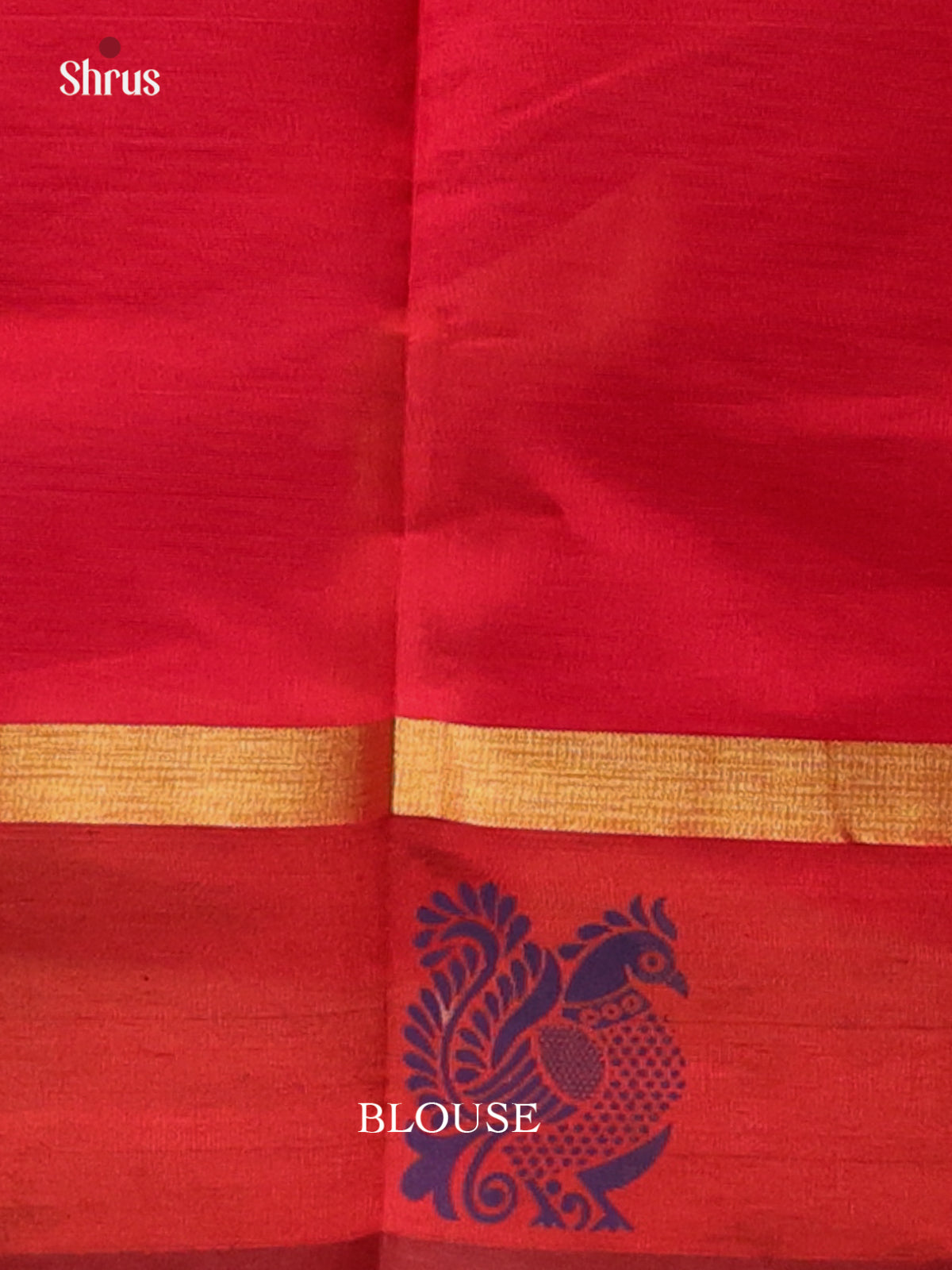 Blue & Red - Silkcotton-halfpure Saree - Shop on Shrus.com