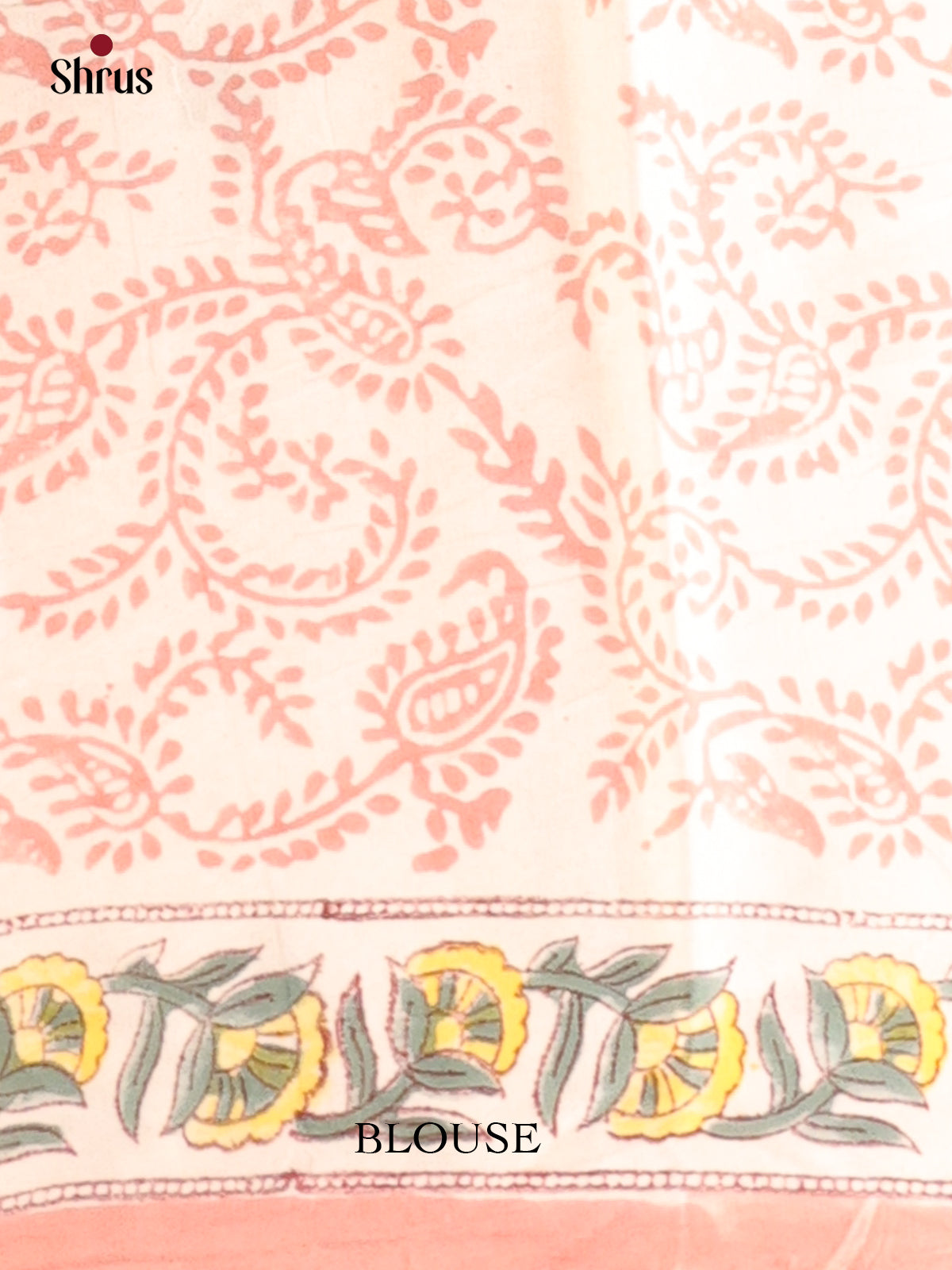 Peachish Pink & Cream - Modal Silk Saree - Shop on Shrus.com