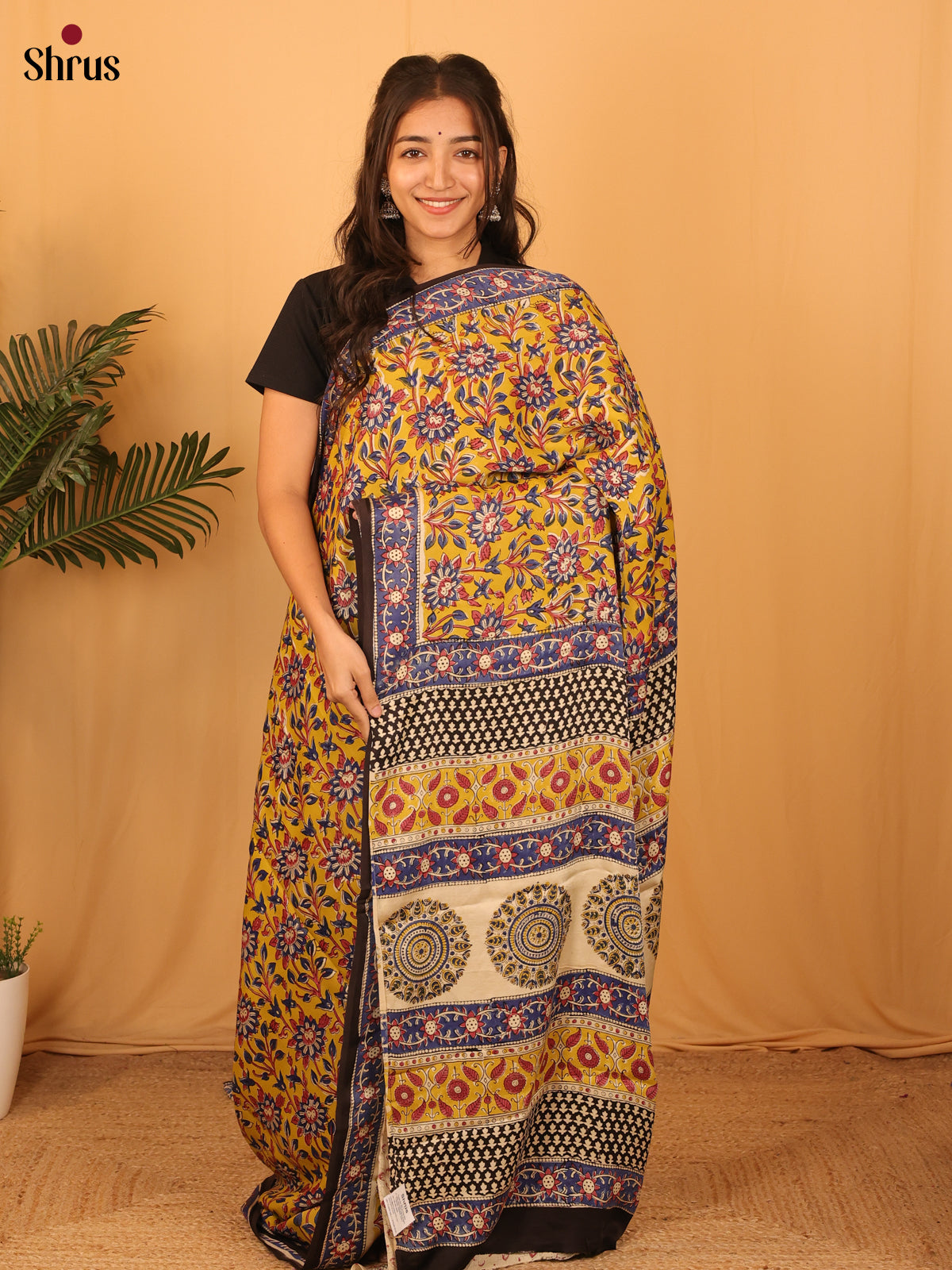 Mustard & Blue - Modal Silk Saree - Shop on Shrus.com
