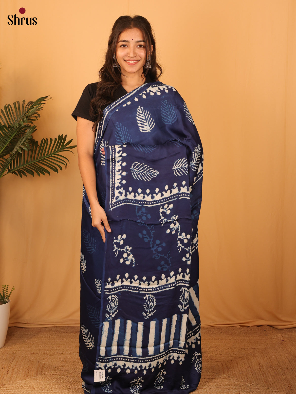 Blue- Modal Silk Saree - Shop on Shrus.com