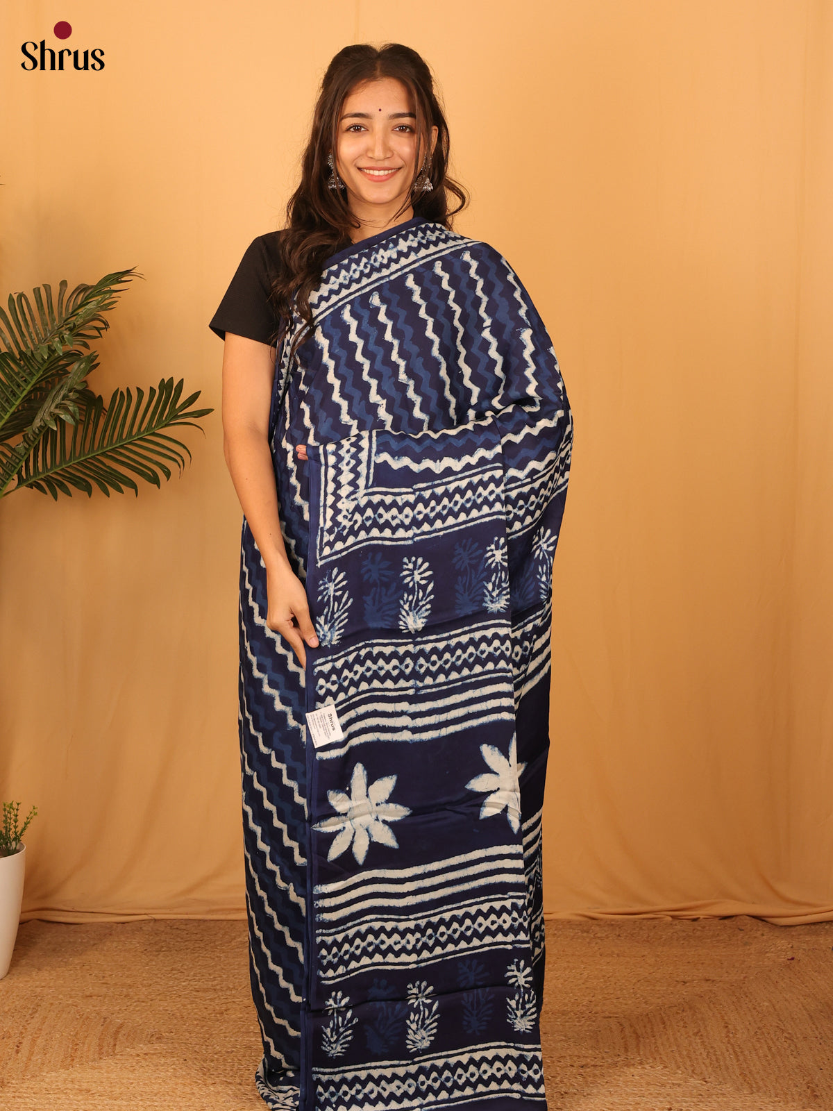 Blue - Modal Silk Saree - Shop on Shrus.com