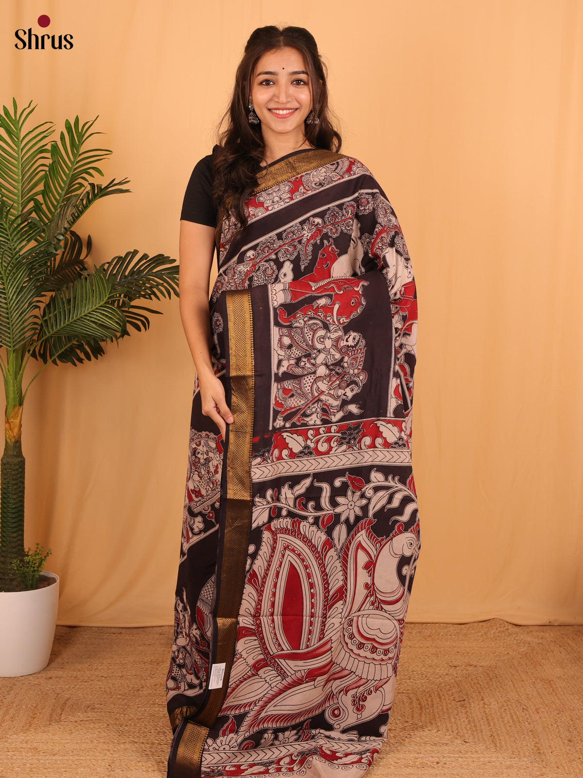 Black - Mangalagiri silkcotton Saree - Shop on Shrus.com