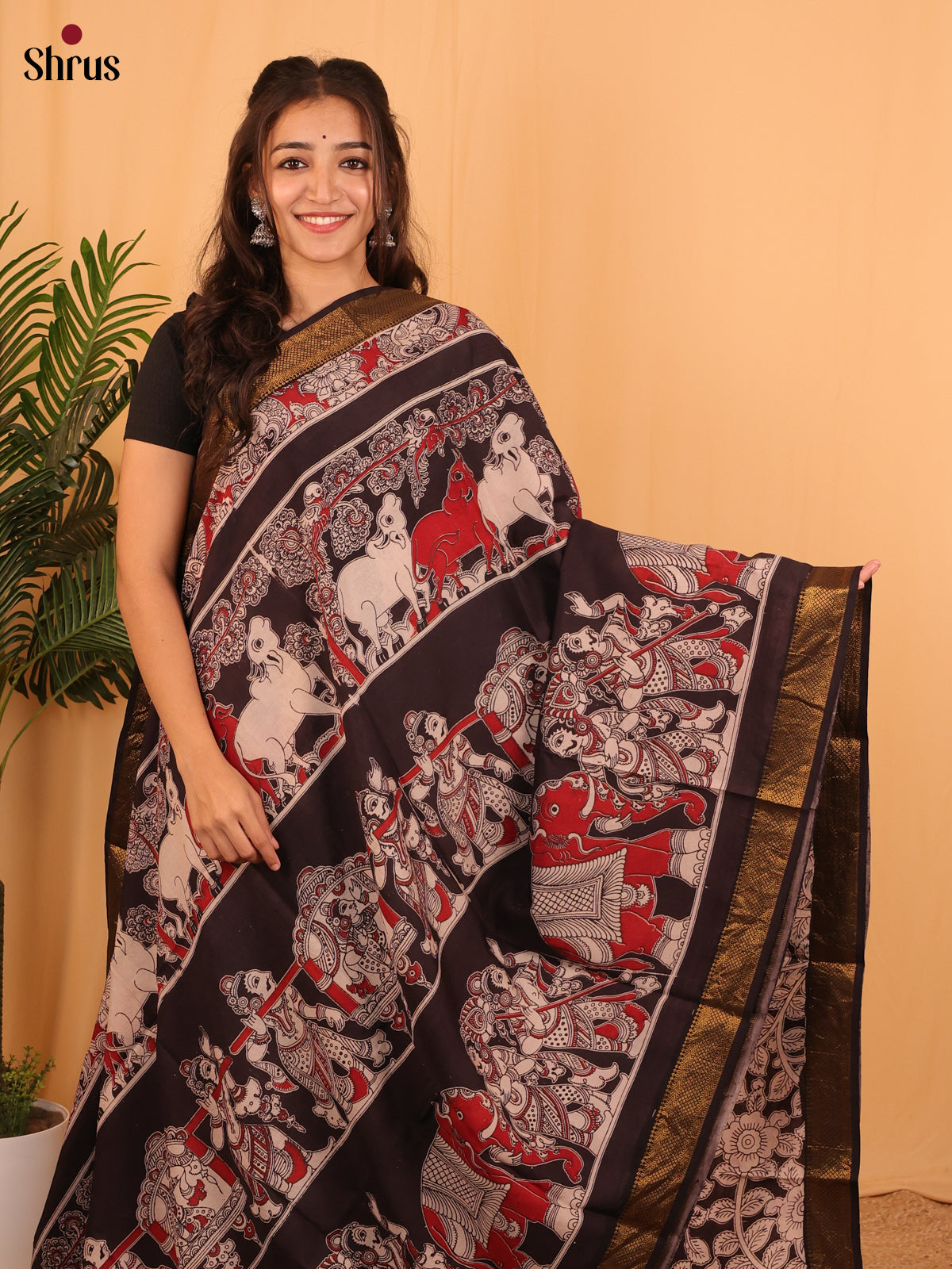 Black - Mangalagiri silkcotton Saree - Shop on Shrus.com