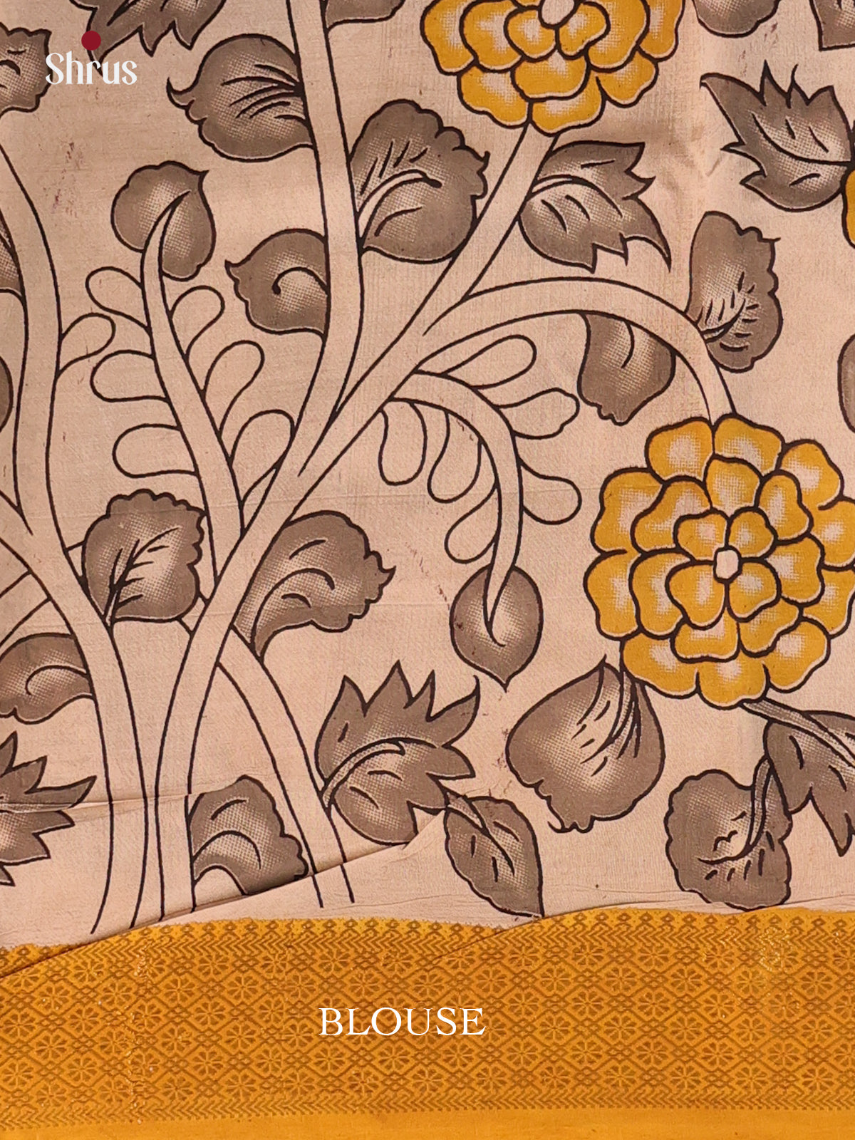Brown & Mustard - Mangalagiri silkcotton Saree - Shop on Shrus.com