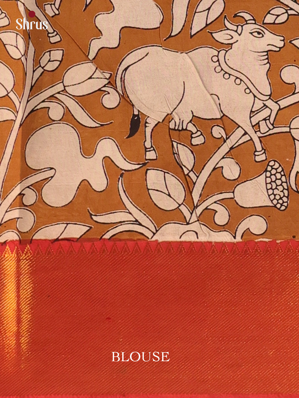 Cream & Red- Mangalagiri silkcotton Saree - Shop on Shrus.com