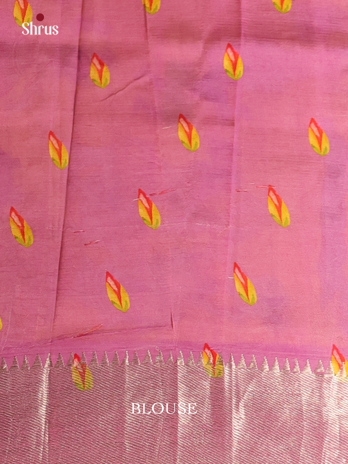 Blue & Pink - Digital Printed Mangalagiri silkcotton Saree - Shop on Shrus.com