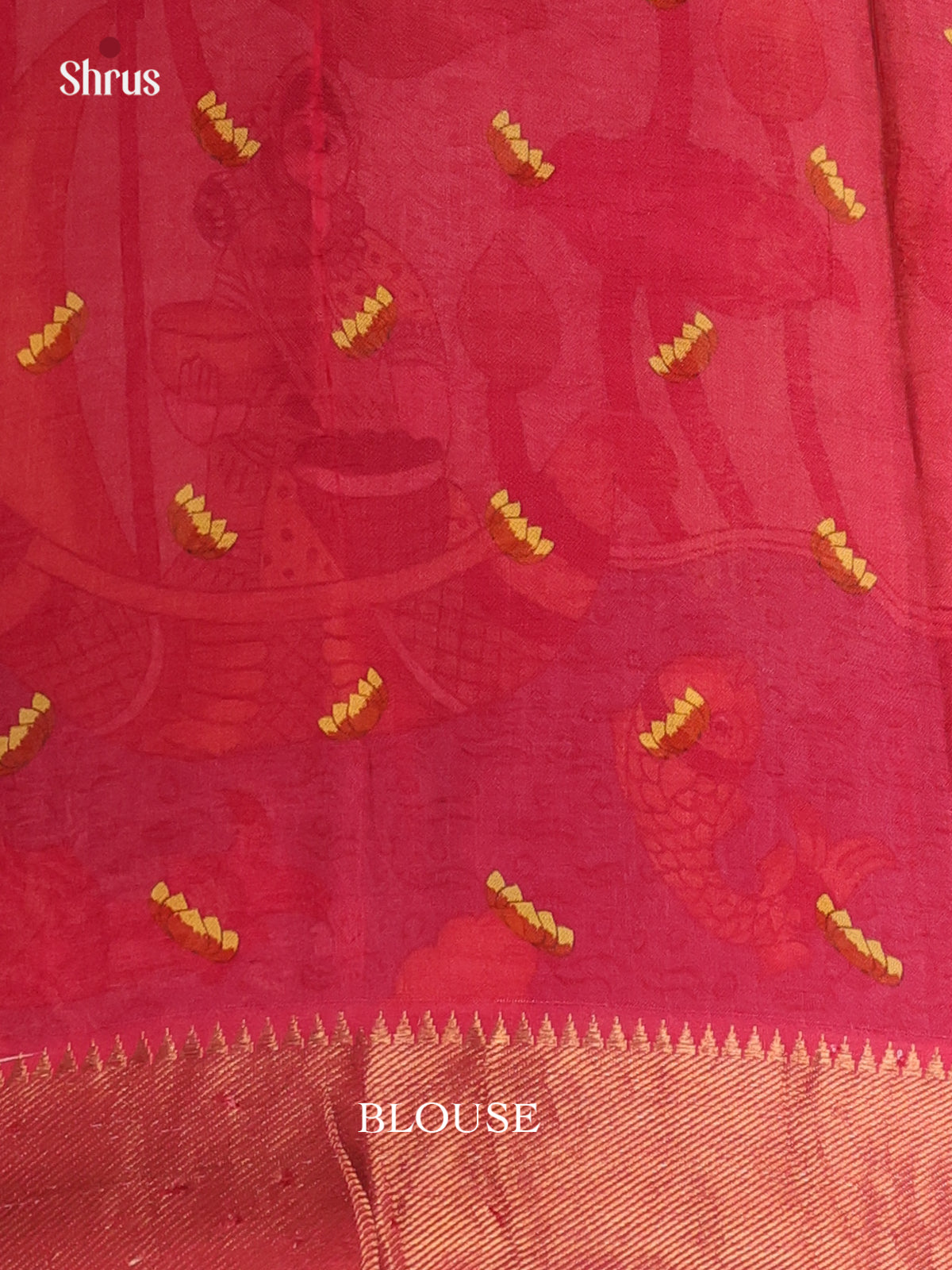 Pastel Blue & Maroon -Digital printed Mangalagiri silkcotton Saree - Shop on Shrus.com