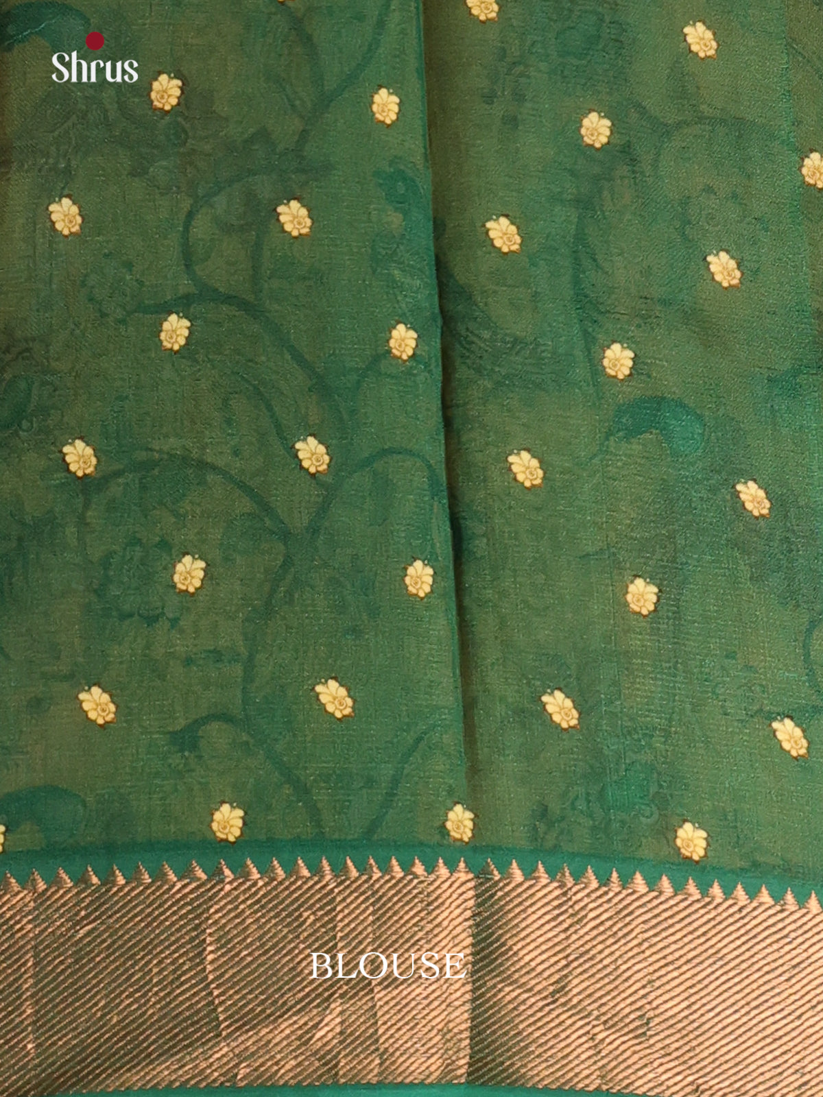 Yellow & Green-Digital Printed Mangalagiri silkcotton Saree - Shop on Shrus.com
