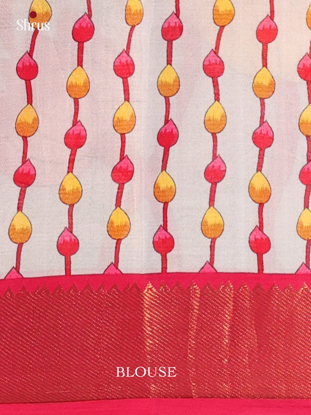 Blue & Red- Digital printed Mangalagiri silkcotton Saree - Shop on Shrus.com