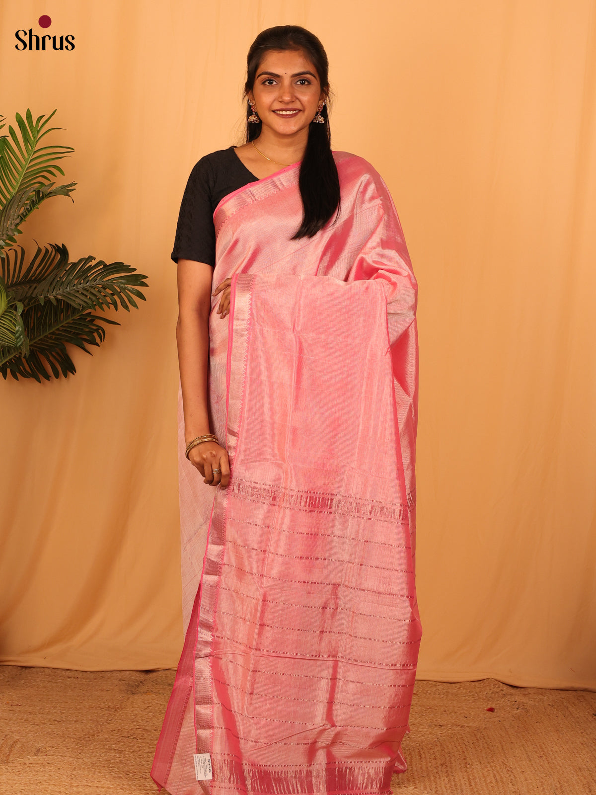 Pink(single Tone) - Mangalagiri silkcotton Saree - Shop on Shrus.com