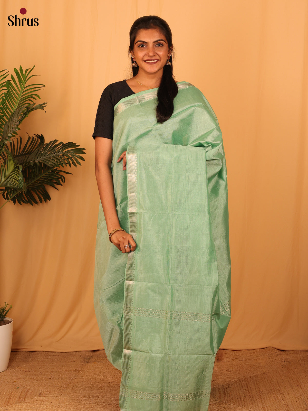 Pastel Green(Single Tone) - Mangalagiri silkcotton Saree - Shop on Shrus.com