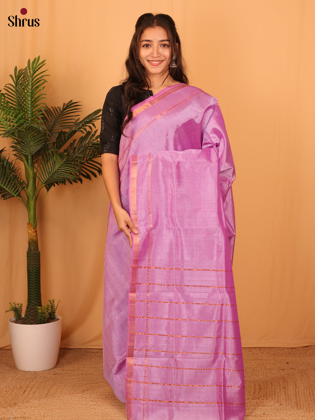Lavender (single Tone)- Mangalagiri silkcotton Saree - Shop on Shrus.com