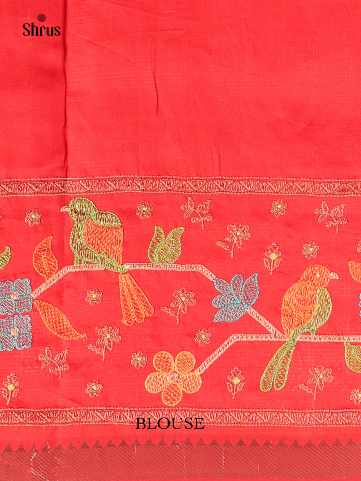 Red(single Tone)- Mangalagiri silkcotton Saree - Shop on Shrus.com