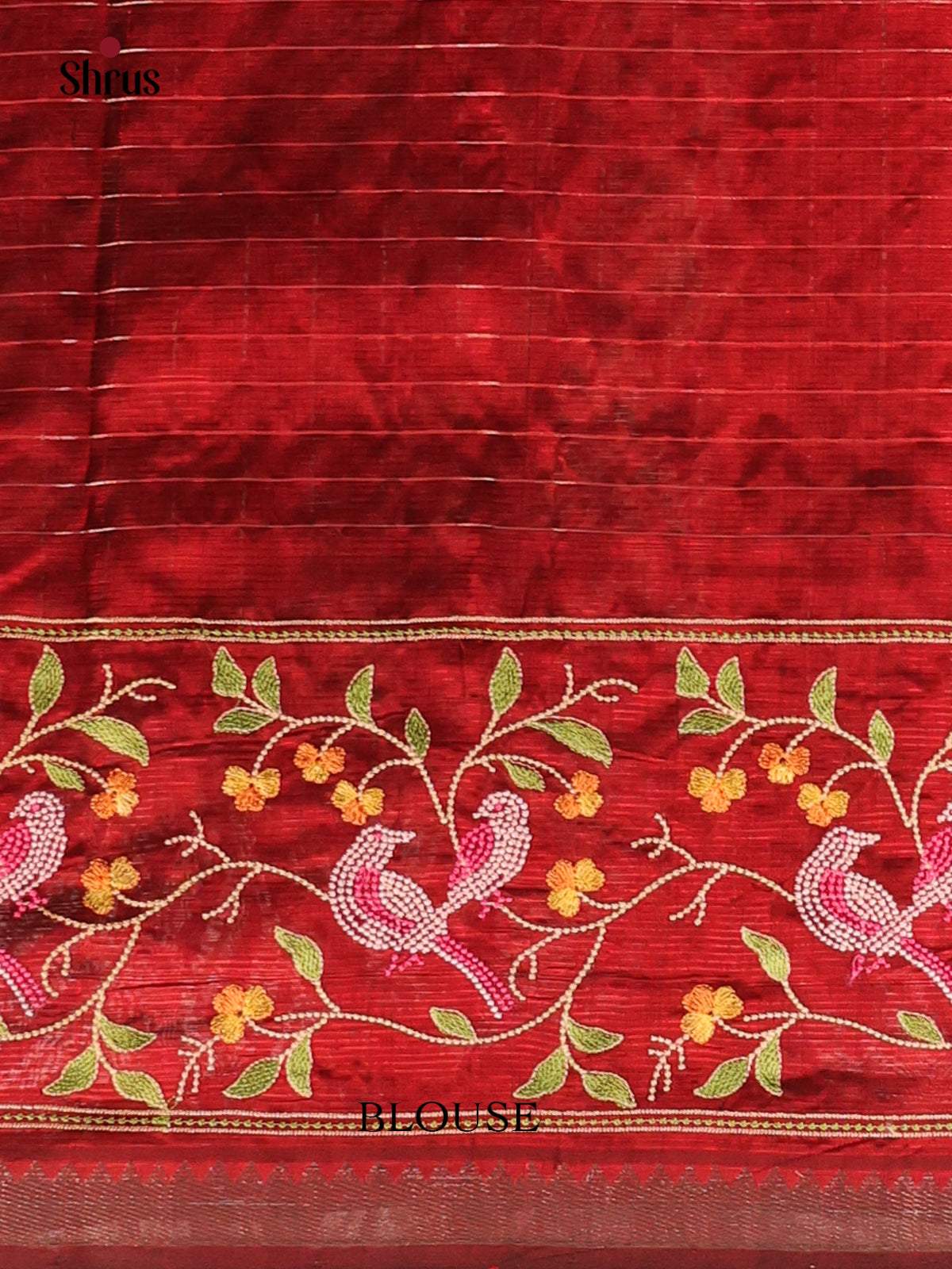 Maroon(Single Tone) - Mangalagiri silkcotton Saree - Shop on Shrus.com
