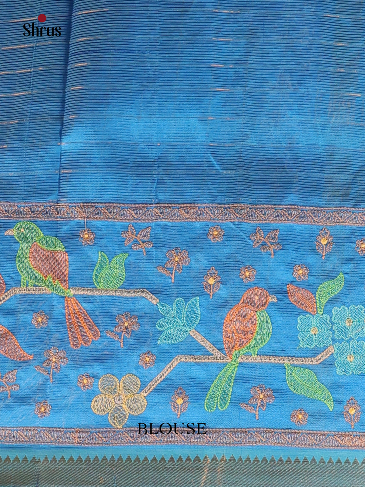 Blue(Single Tone) - Mangalagiri silkcotton Saree - Shop on Shrus.com