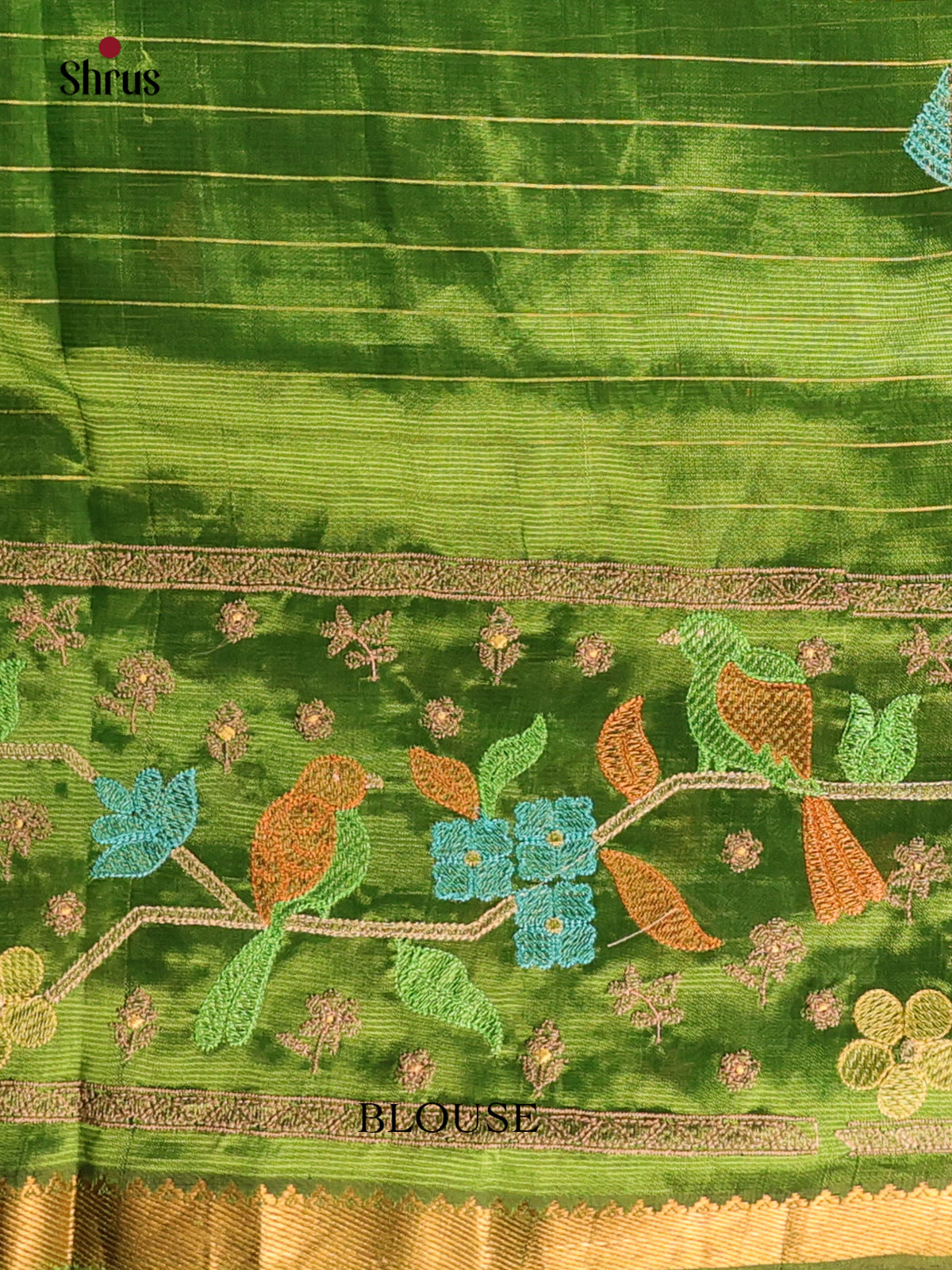 Green(Single Tone) - Mangalagiri silkcotton Saree - Shop on Shrus.com